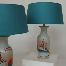 set-lampen-porselein-schip-spiegelbeeld