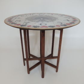 table-wood-spool-weaving-loom-clock-antique