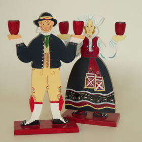 set-kaarsenstandaards-hout-beschilderd-Lizzie-Velander- Ikea-jaren-70